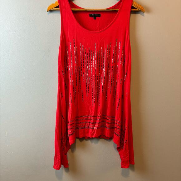 Earl Sharkbite Embellished Tank Red Medium - Picture 1 of 5